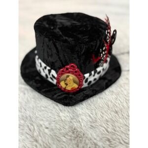 Disney Parks Cruella De Vil Mini Top Hat Velvet Dalmatian Print Cameo NWT Adult